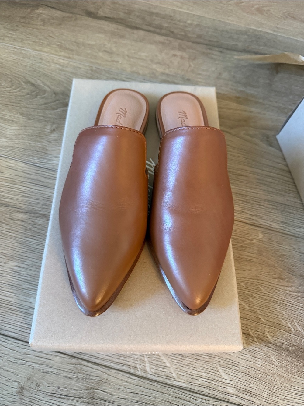Madewell Gemma Tan Brown Leather Pointed Backless Mules